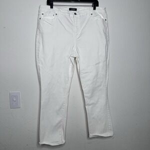 Lauren Ralph Lauren Cotton Blend Casual Pants White Size 16 Stretch Crop Preppy